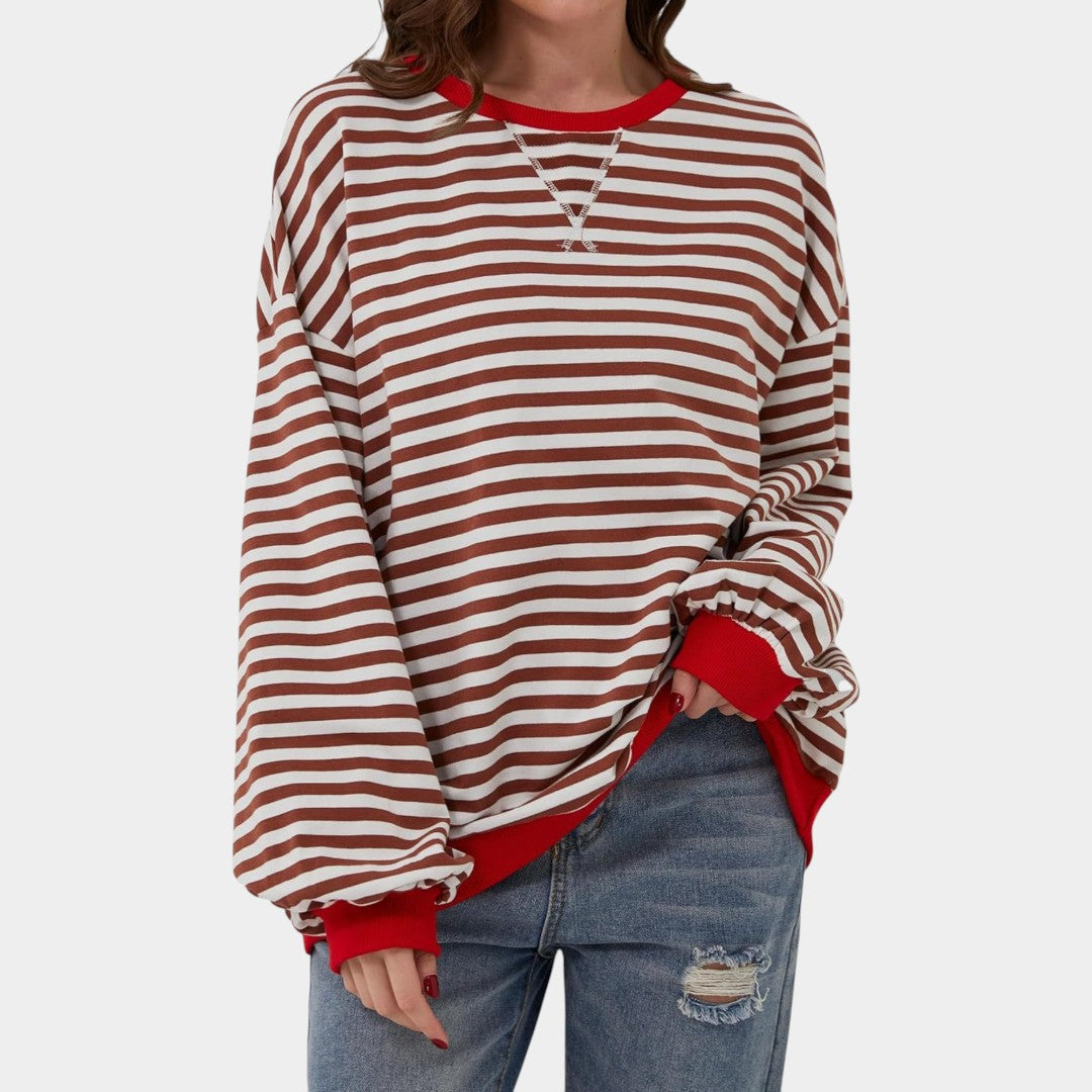Tereza – striped hoodie with blue details