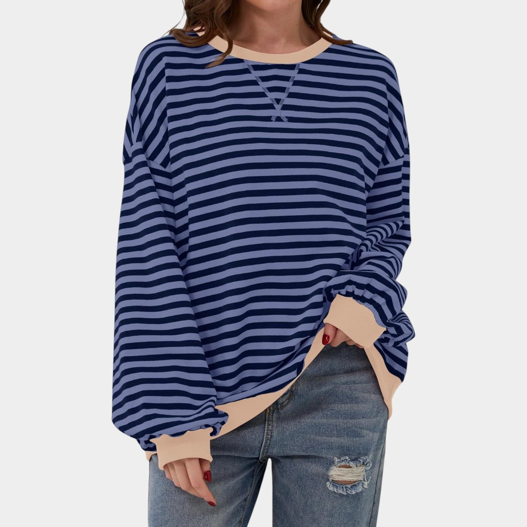 Tereza – striped hoodie with blue details