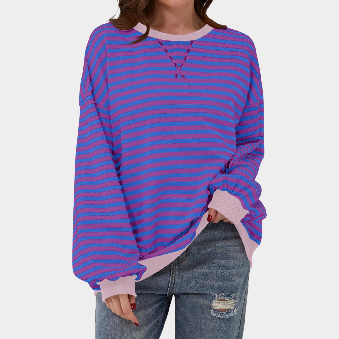 Tereza – striped hoodie with blue details