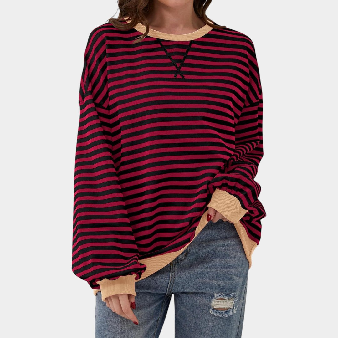 Tereza – striped hoodie with blue details