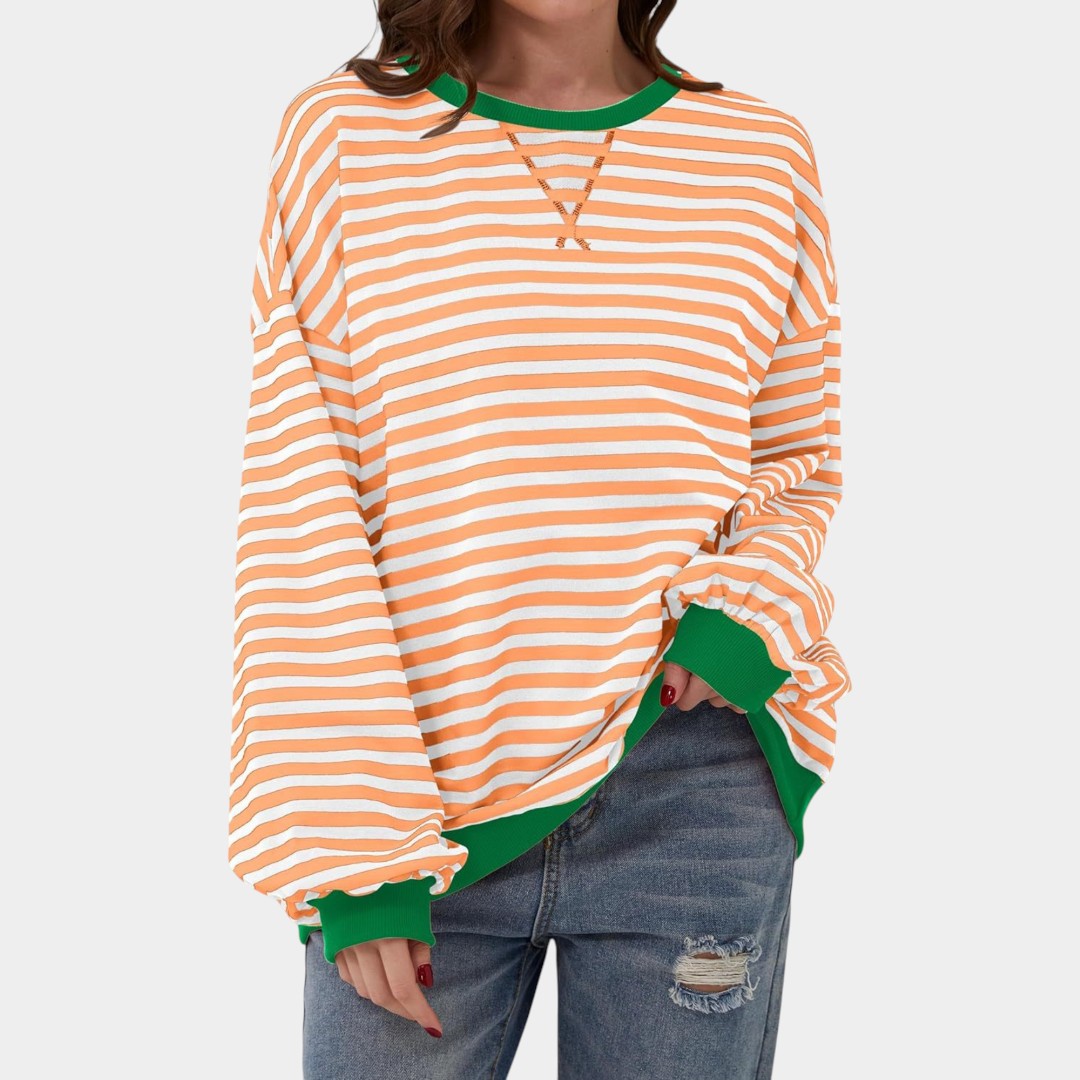 Tereza – striped hoodie with blue details