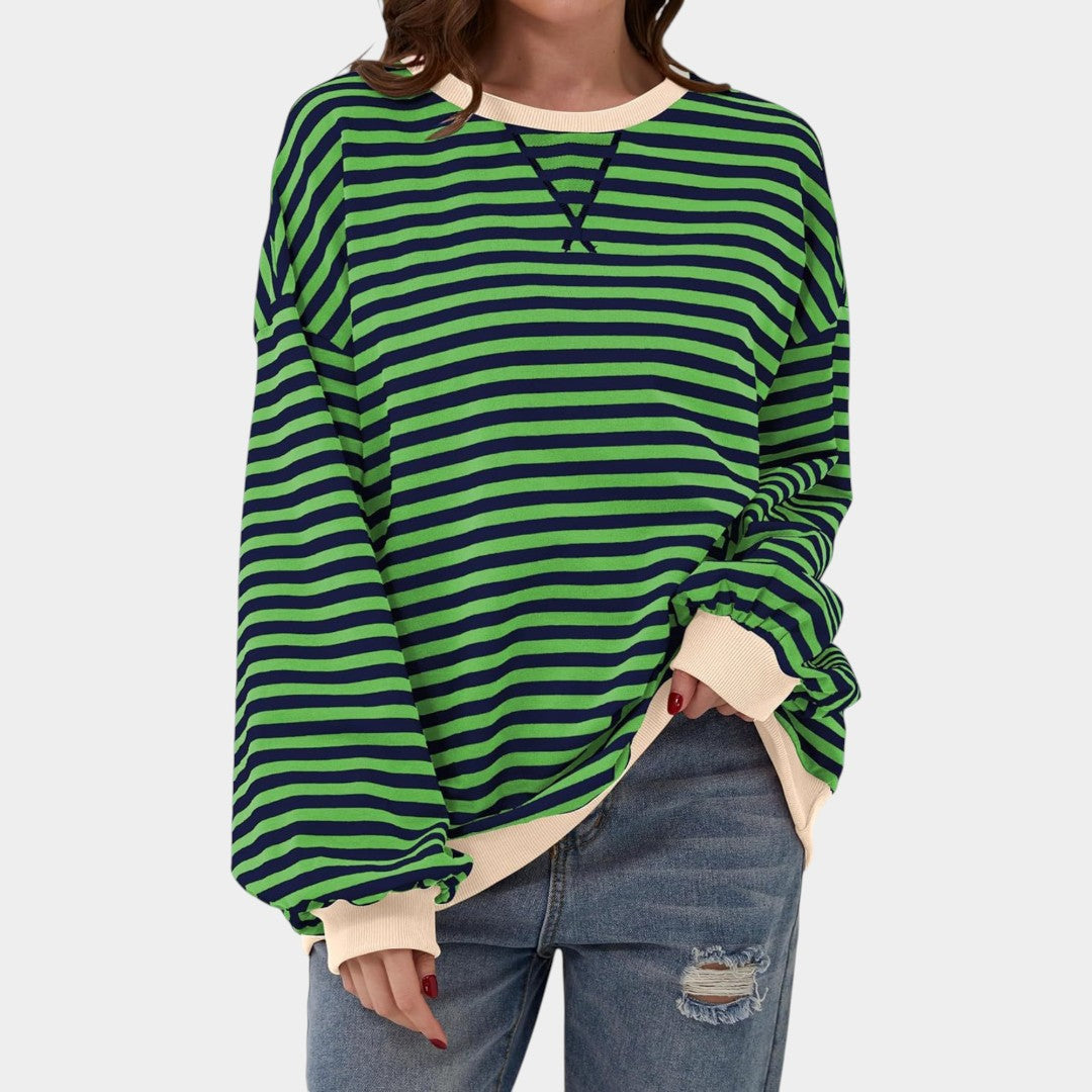 Tereza – striped hoodie with blue details