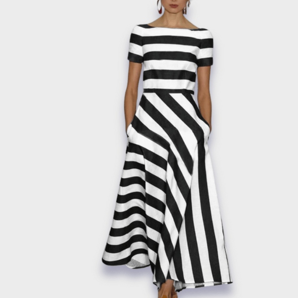 Janell - Long Striped Dress, Handmade