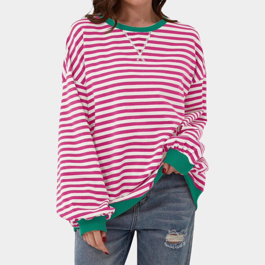Tereza – striped hoodie with blue details