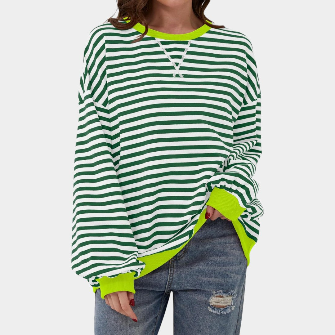 Tereza – striped hoodie with blue details