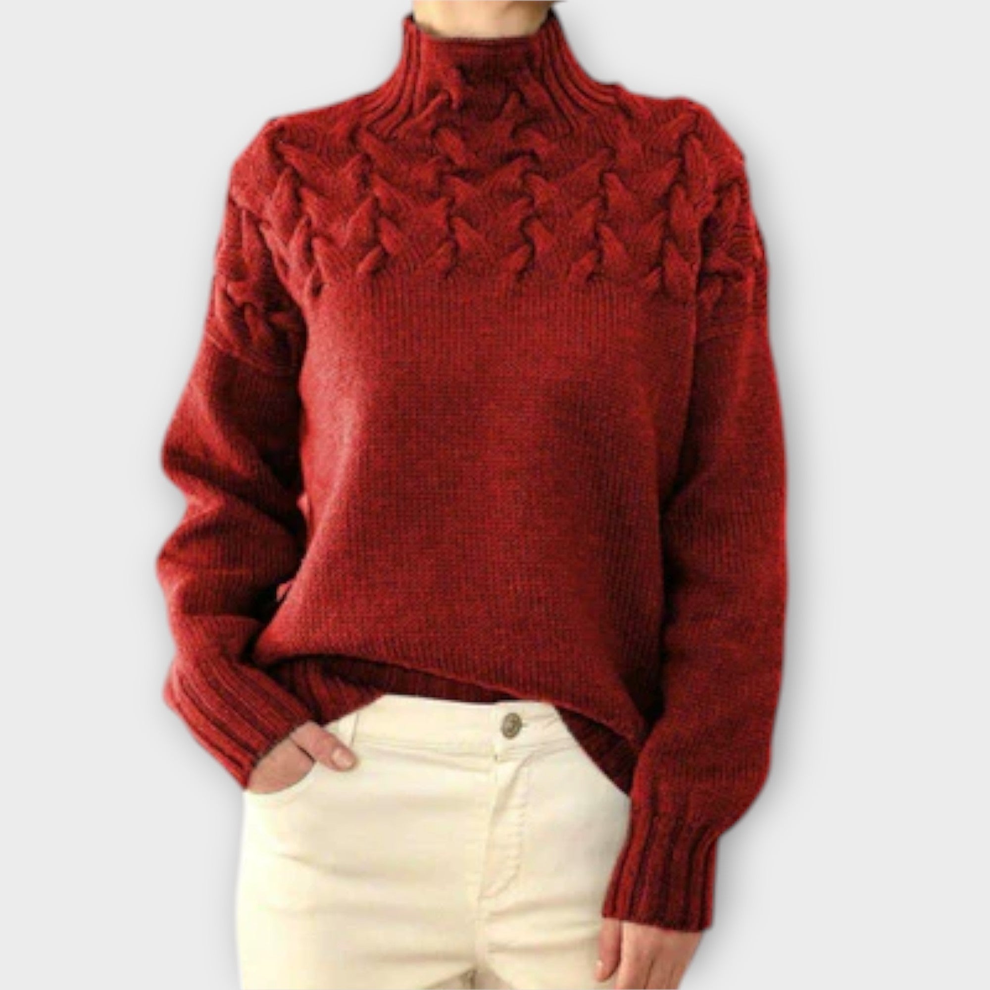 Eva - Women's Sweater with Detailed Cable Knit Pattern