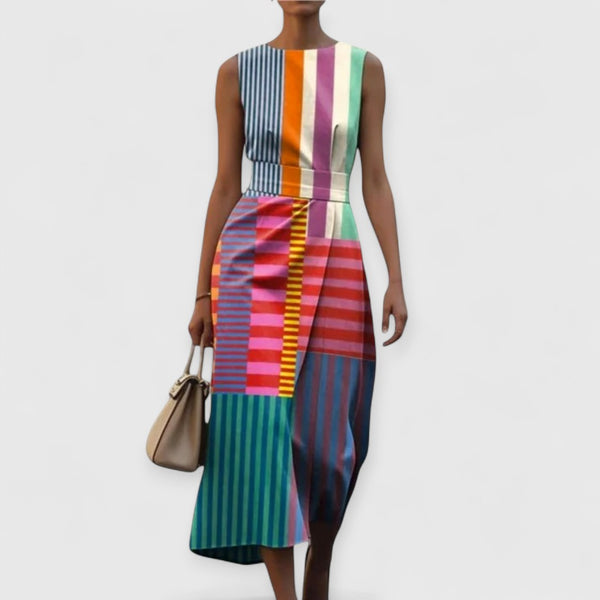 Tiffany – Multicolor Sleeveless Striped Dress