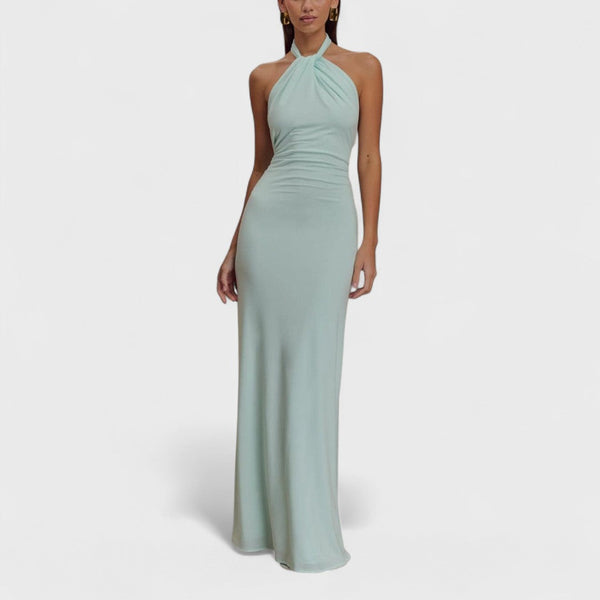 Klara – Curved Silk Dress with Halter Neck