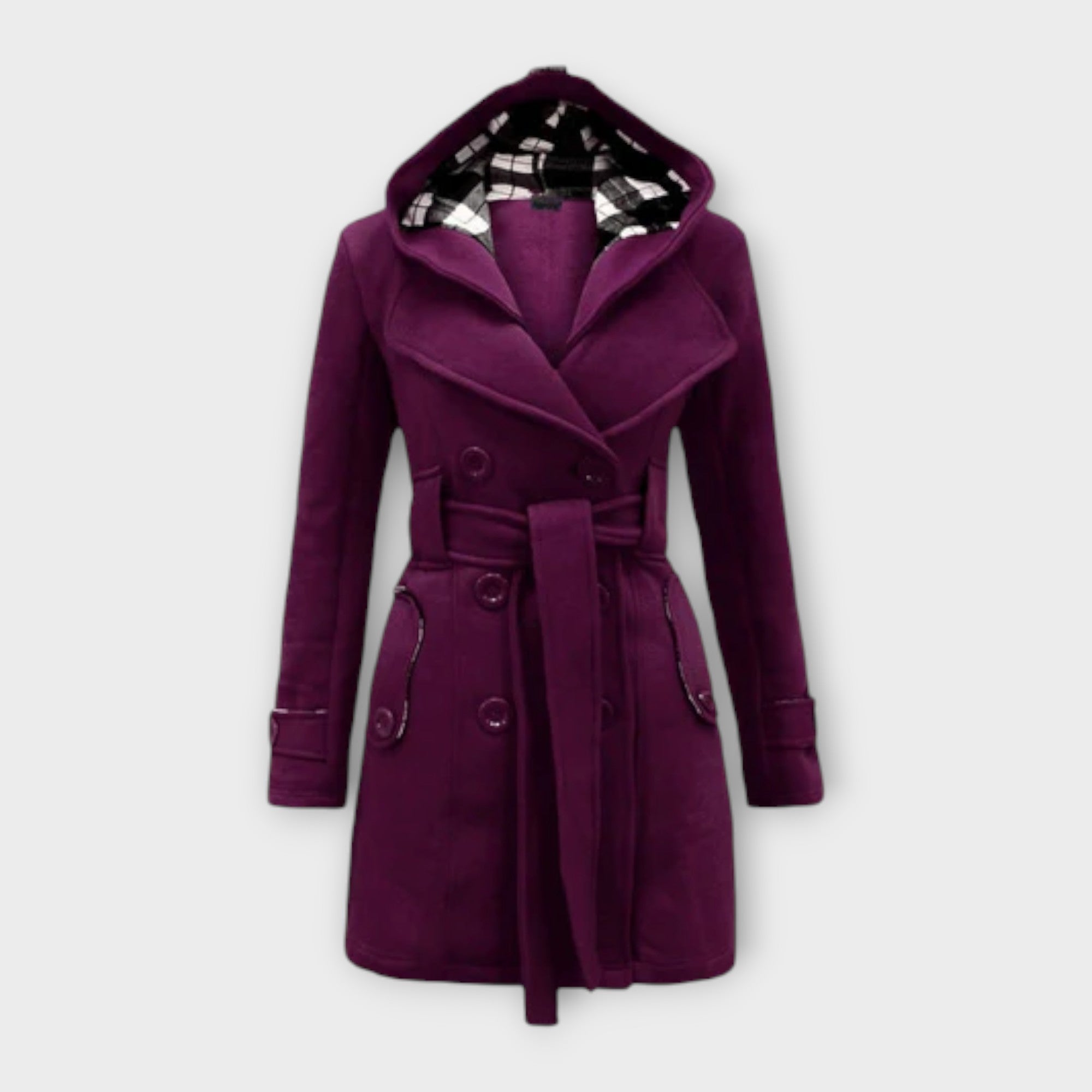 Evelyn | Elegant Coat with Hood and Belt