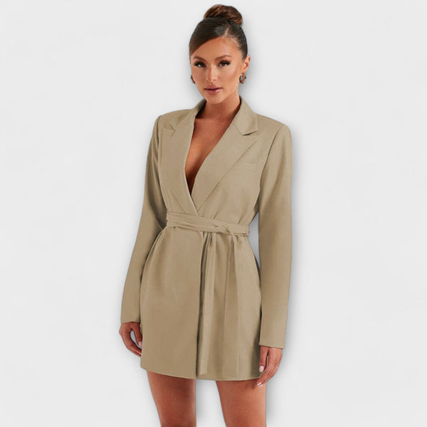 Blazer dress with V-neck