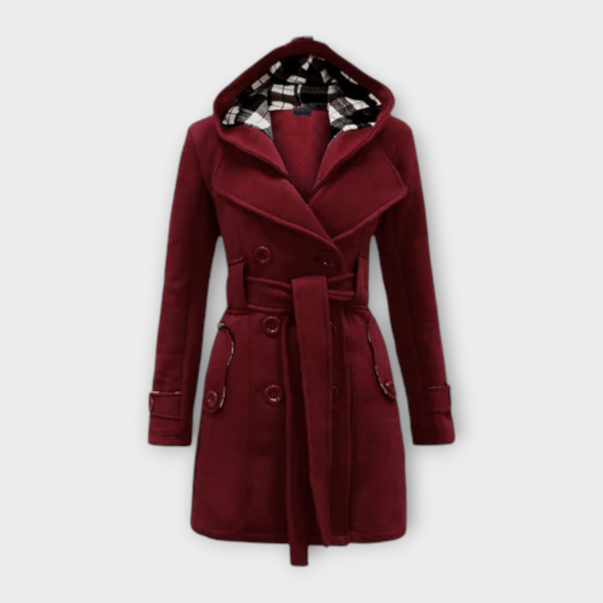 Evelyn | Elegant Coat with Hood and Belt