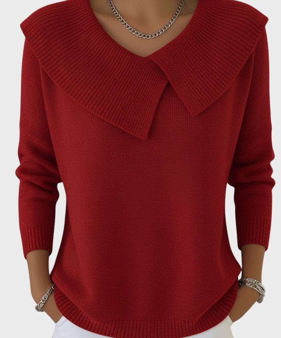 Barbora | Elegant Knitted Sweater with a Distinctive Collar