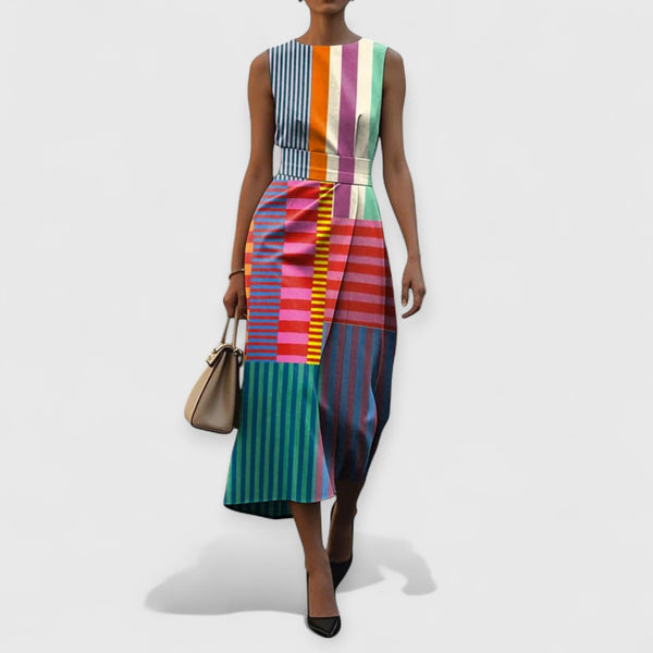 Tiffany – Multicolor Sleeveless Striped Dress