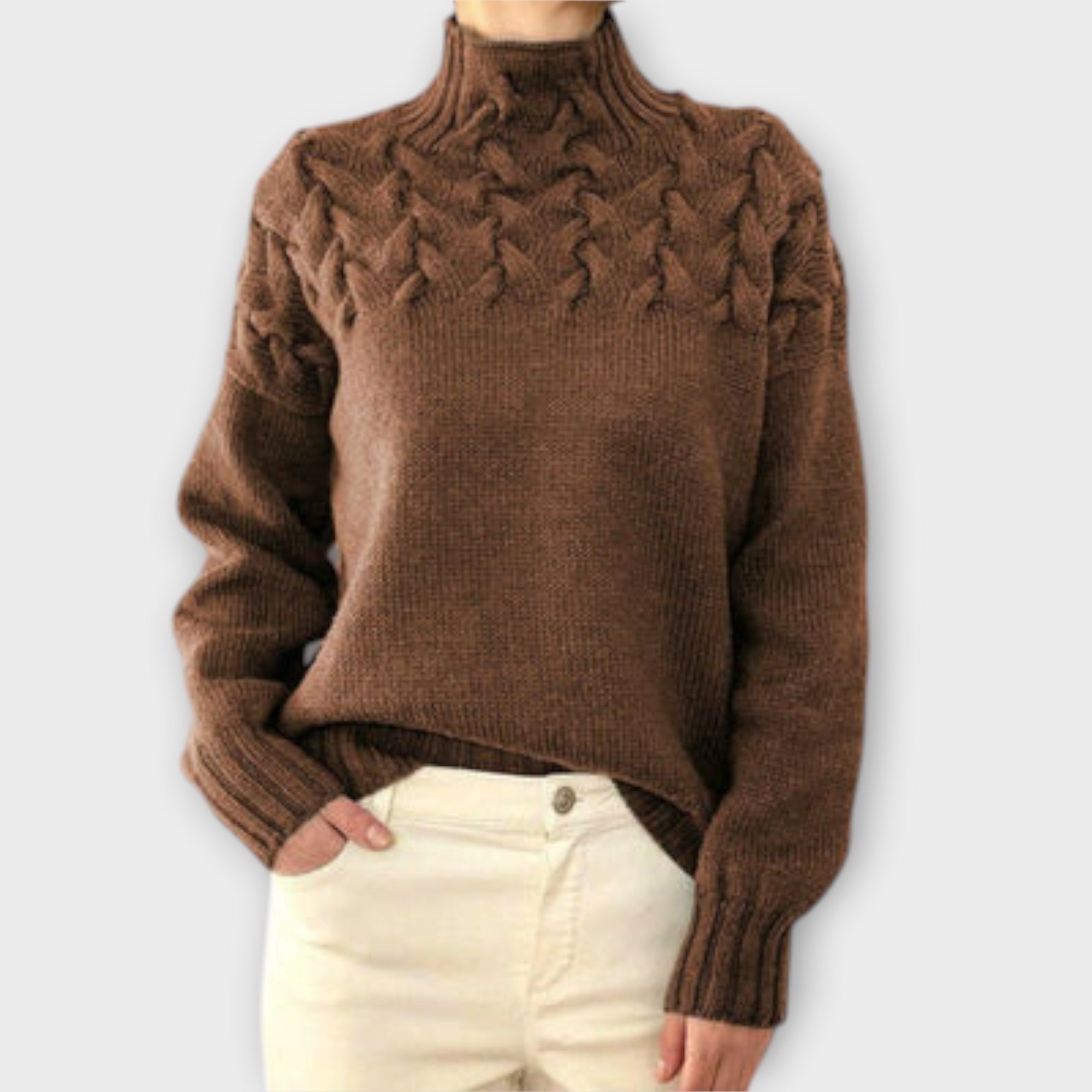 Eva - Women's Sweater with Detailed Cable Knit Pattern