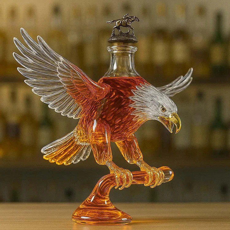 Eagle-Shaped Whiskey Bottle with White Head
