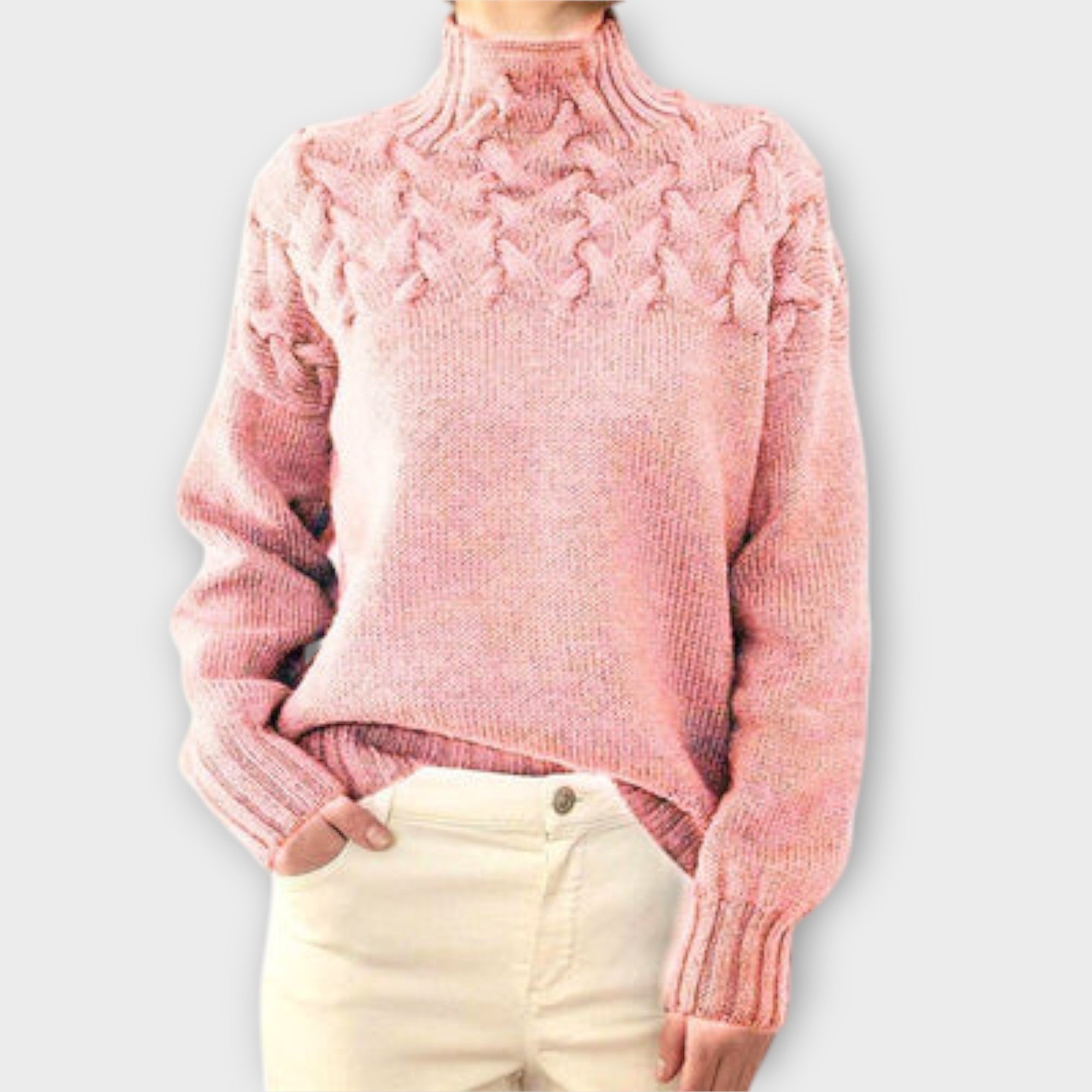 Eva - Women's Sweater with Detailed Cable Knit Pattern