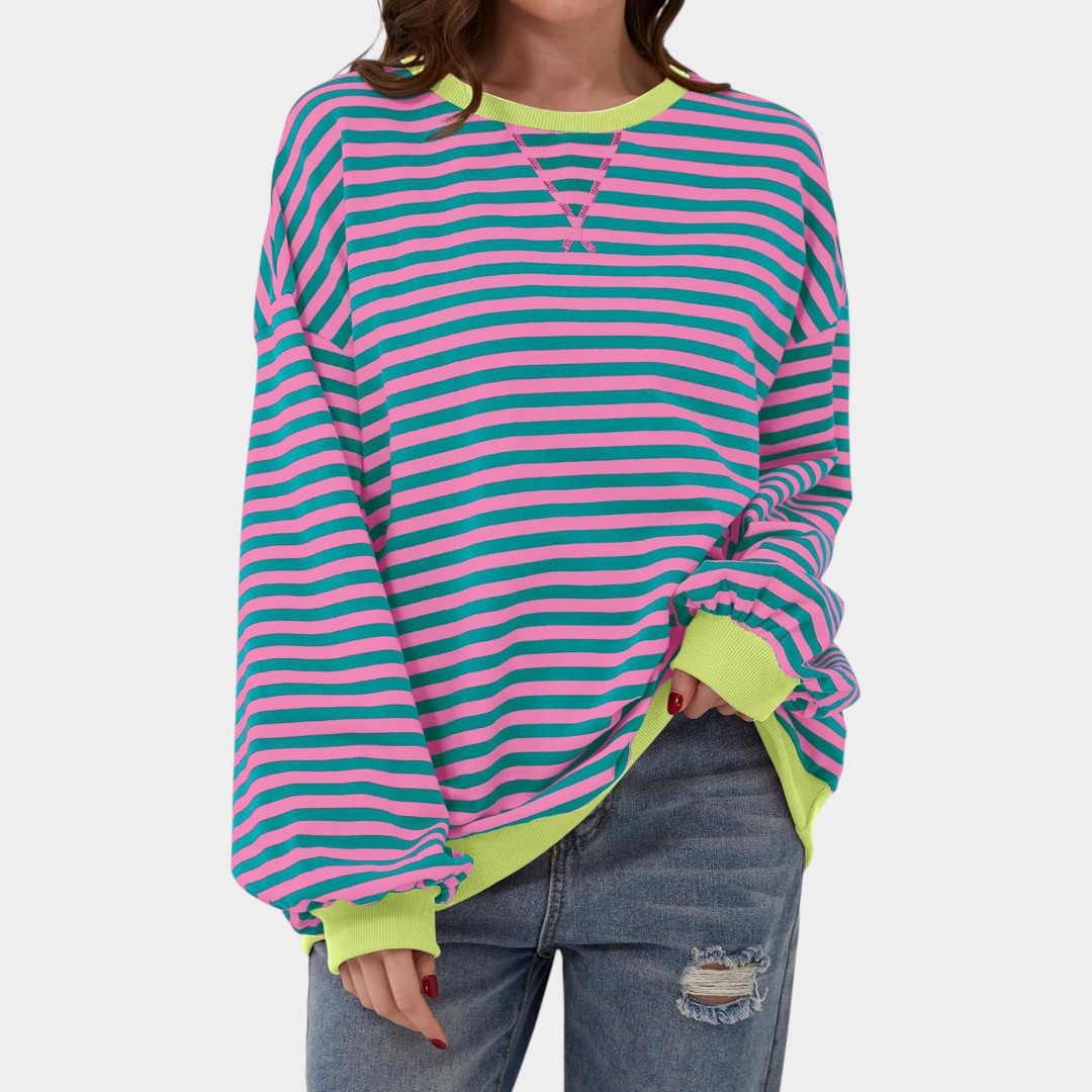 Tereza – striped hoodie with blue details