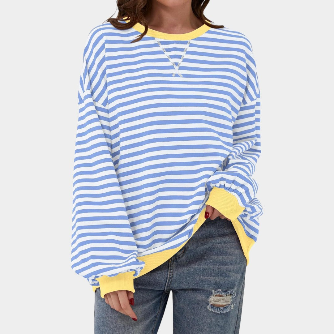 Tereza – striped hoodie with blue details