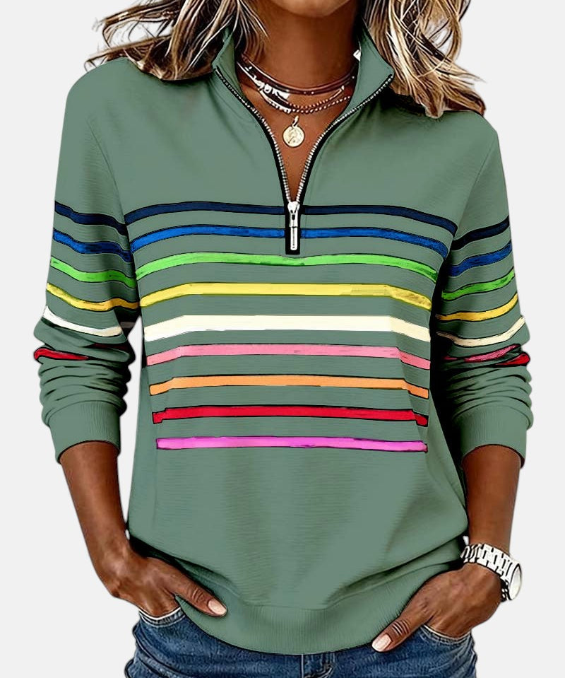 Vienna | Zip-Up Hoodie with Rainbow Stripes