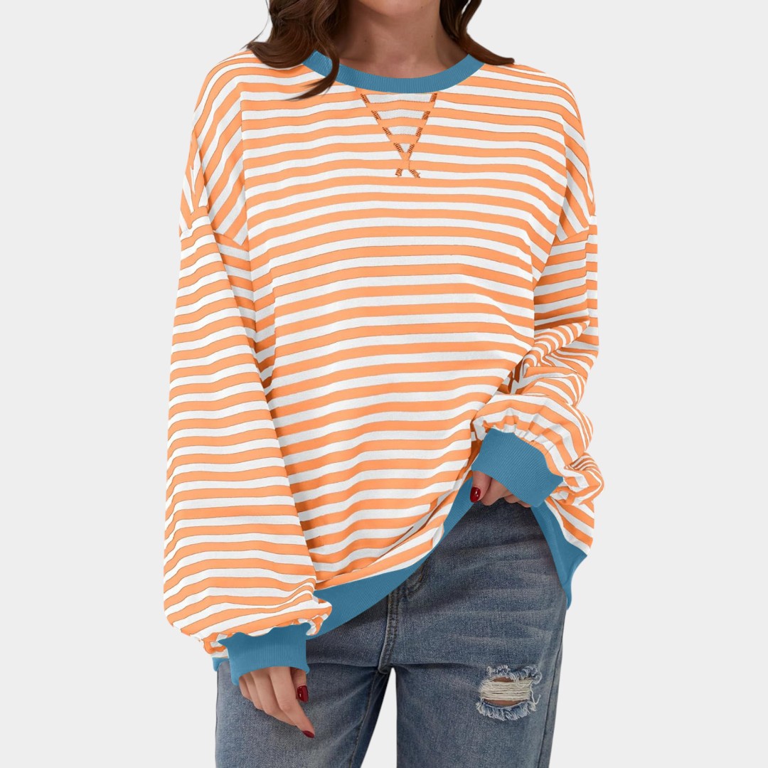 Tereza – striped hoodie with blue details