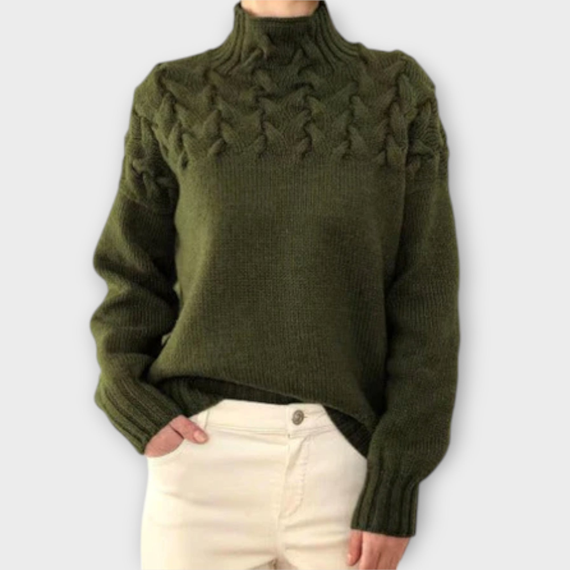 Eva - Women's Sweater with Detailed Cable Knit Pattern