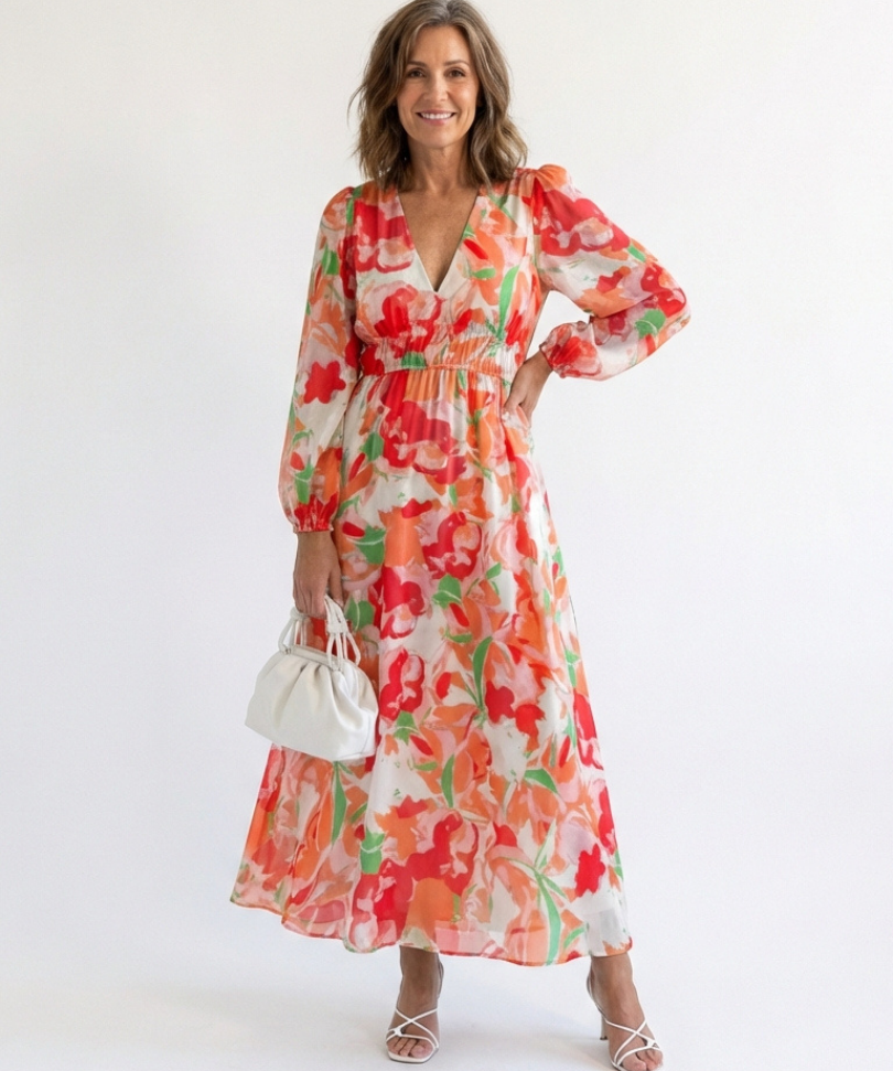 Camille | Maxi Floral Dress with Long Sleeves