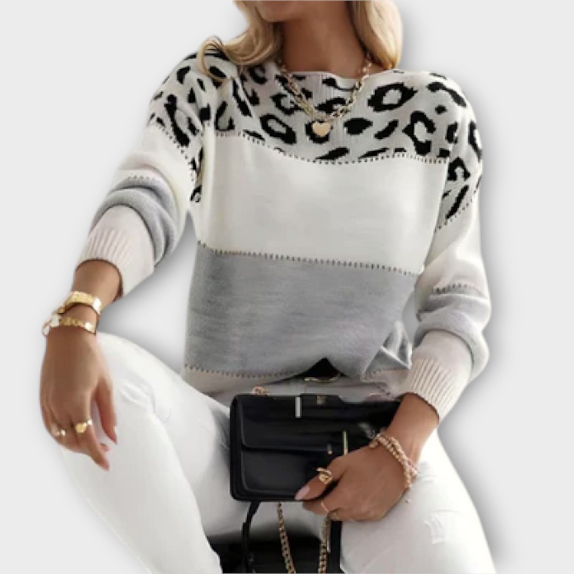 Petra – Casual Sweater with Leopard Design