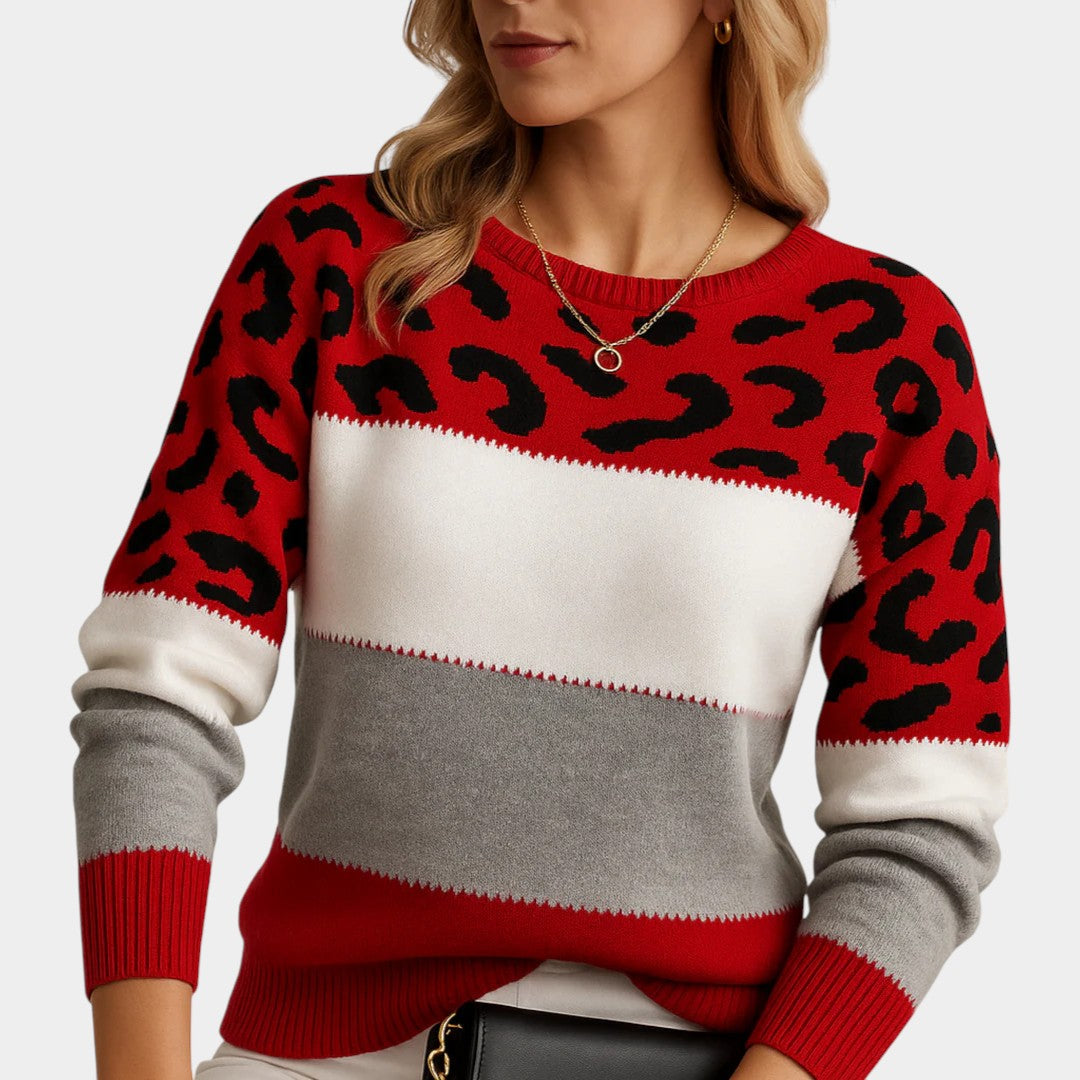 Petra – Casual Sweater with Leopard Design