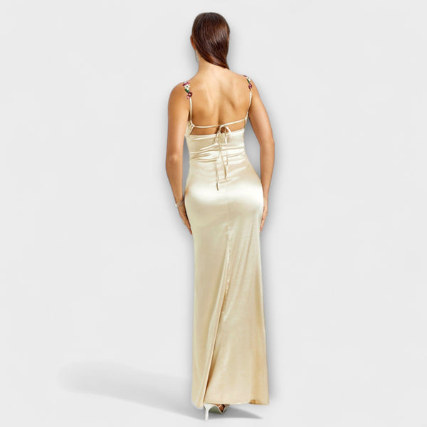 Eira - Embellished Satin Dress with Lacing on the Back