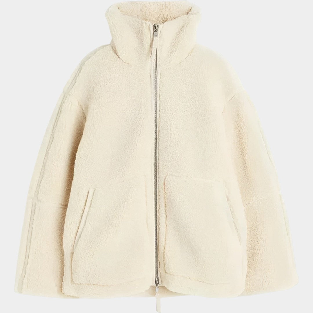 Petra – women's oversized teddy coat with a zipper