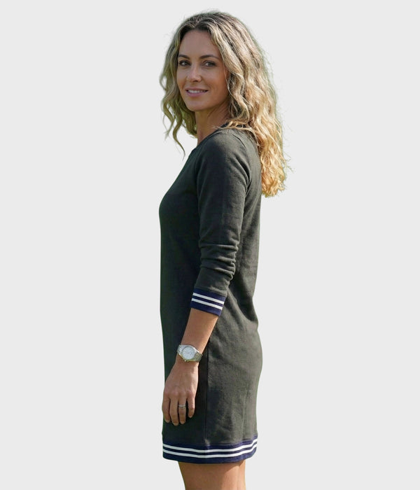 Elise | Knit Dress with Half-Zip and Contrast Trimming