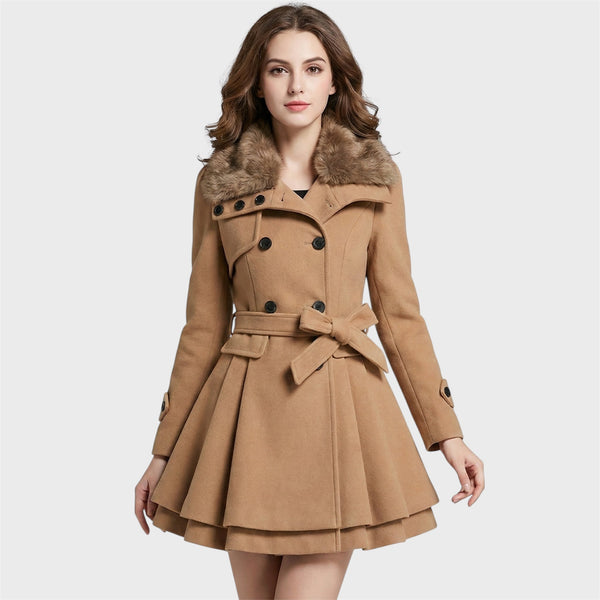 Emma - Elegant Coat with Faux Fur Collar