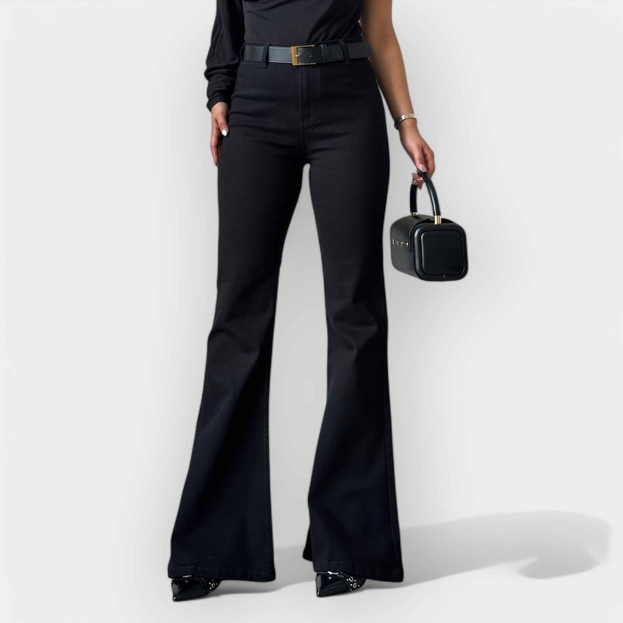 Adéla Elegant Denim Flare Very High Waist Evase