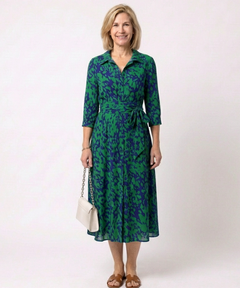 Claire | Midi dress with long sleeves and belt