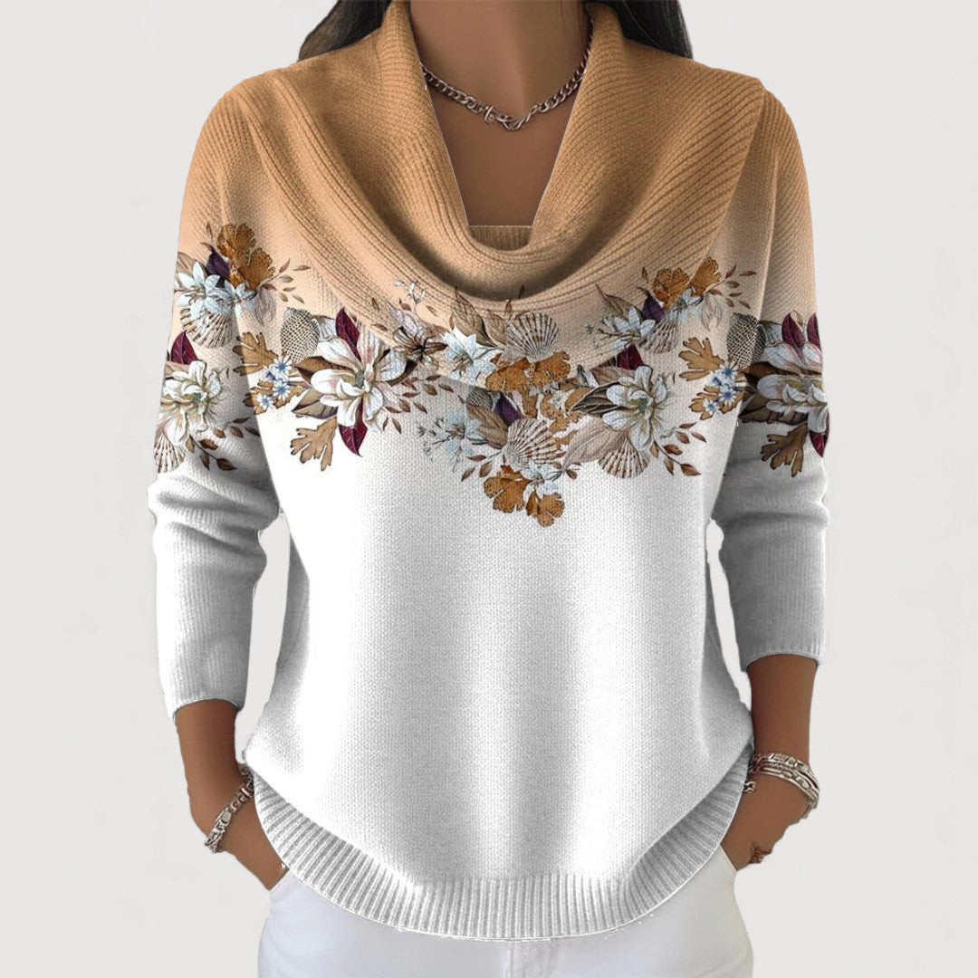 Anežka | Sweater with Floral Pattern and Soft Neckline