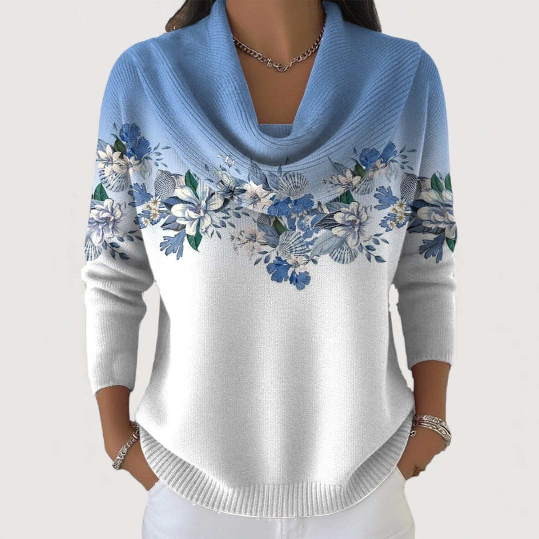 Anežka | Sweater with Floral Pattern and Soft Neckline