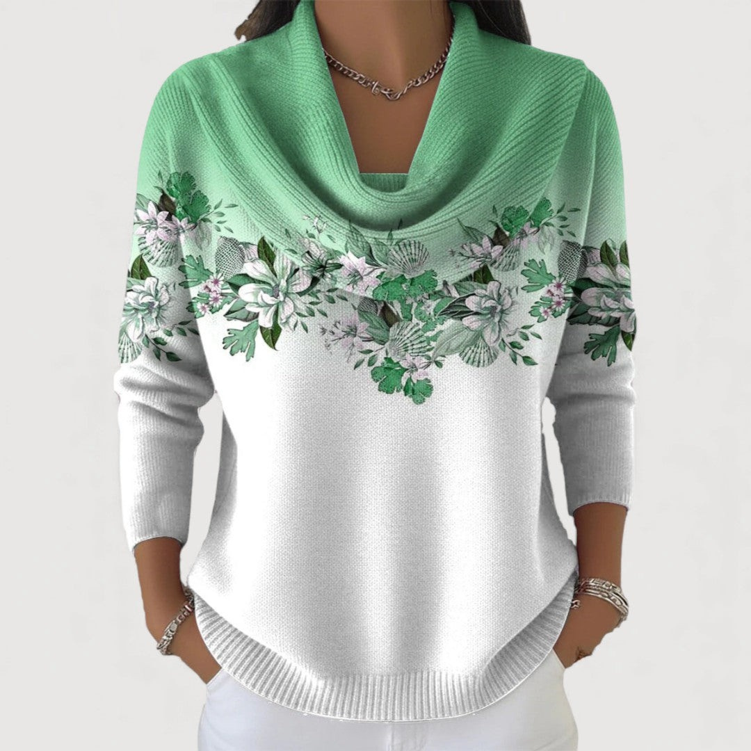 Anežka | Sweater with Floral Pattern and Soft Neckline