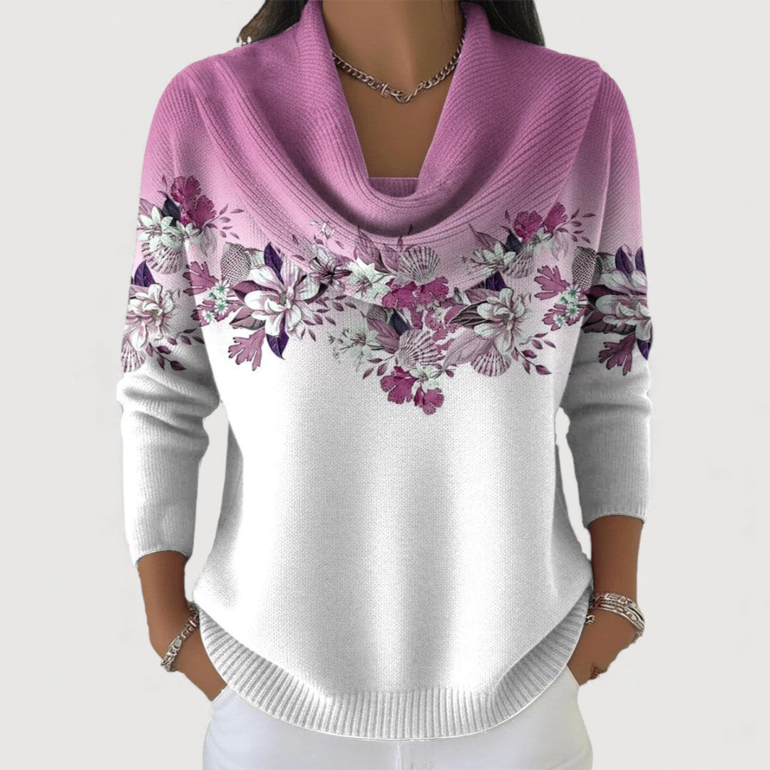 Anežka | Sweater with Floral Pattern and Soft Neckline