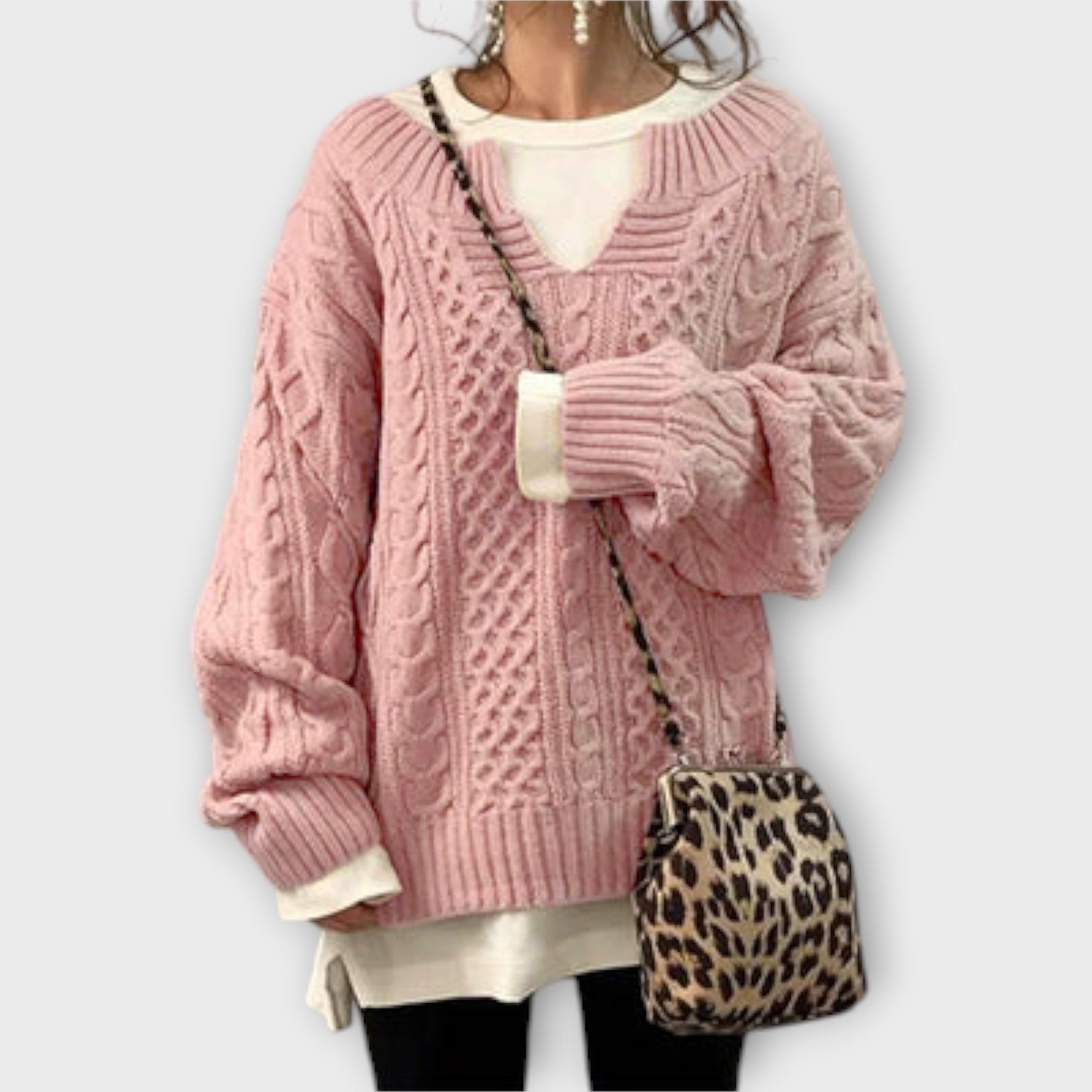 Perfectly Sized Knitted Sweater with Cable Pattern