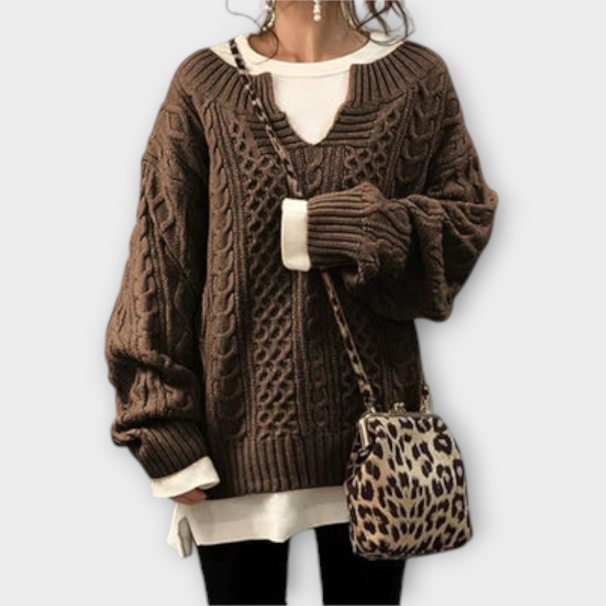 Perfectly Sized Knitted Sweater with Cable Pattern
