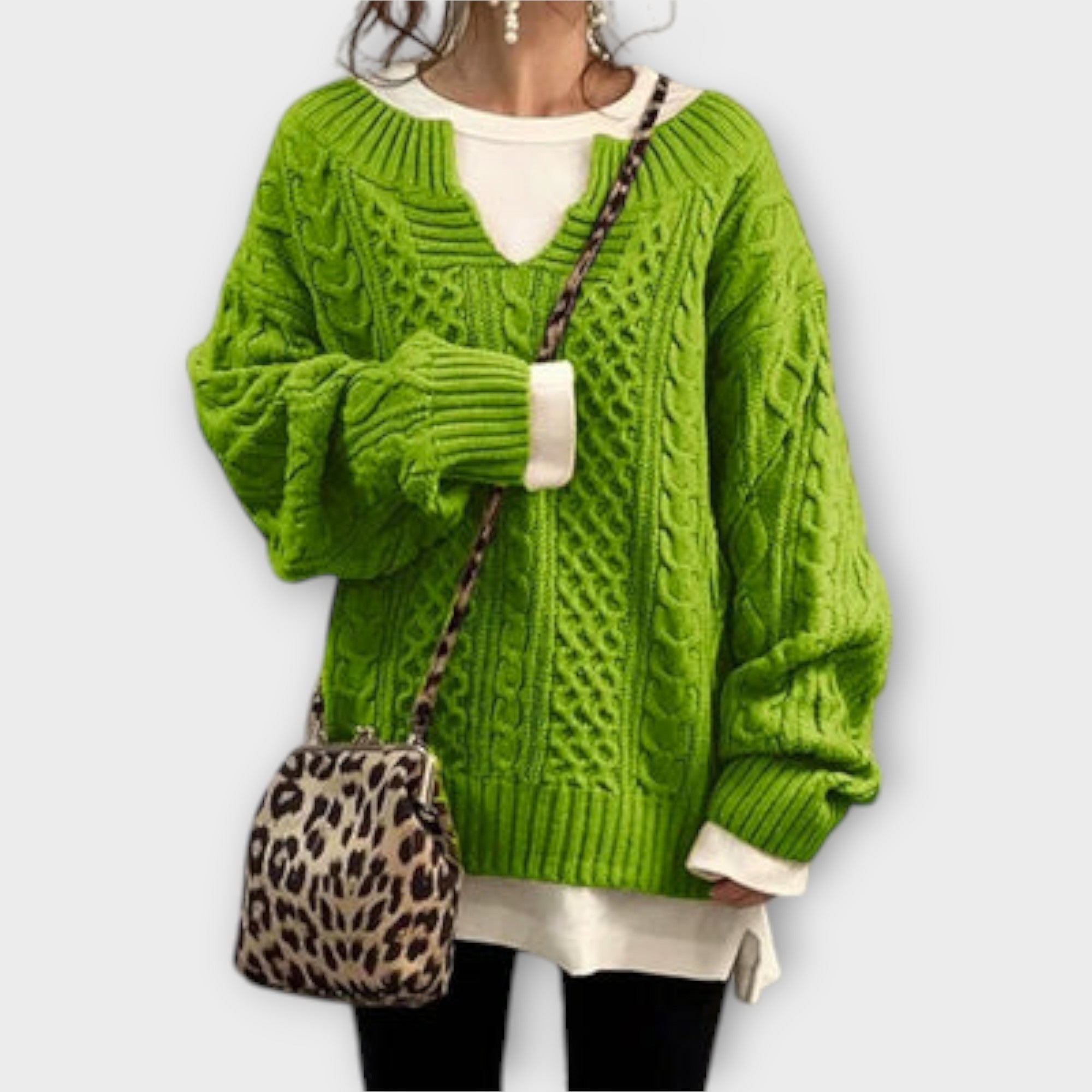 Perfectly Sized Knitted Sweater with Cable Pattern