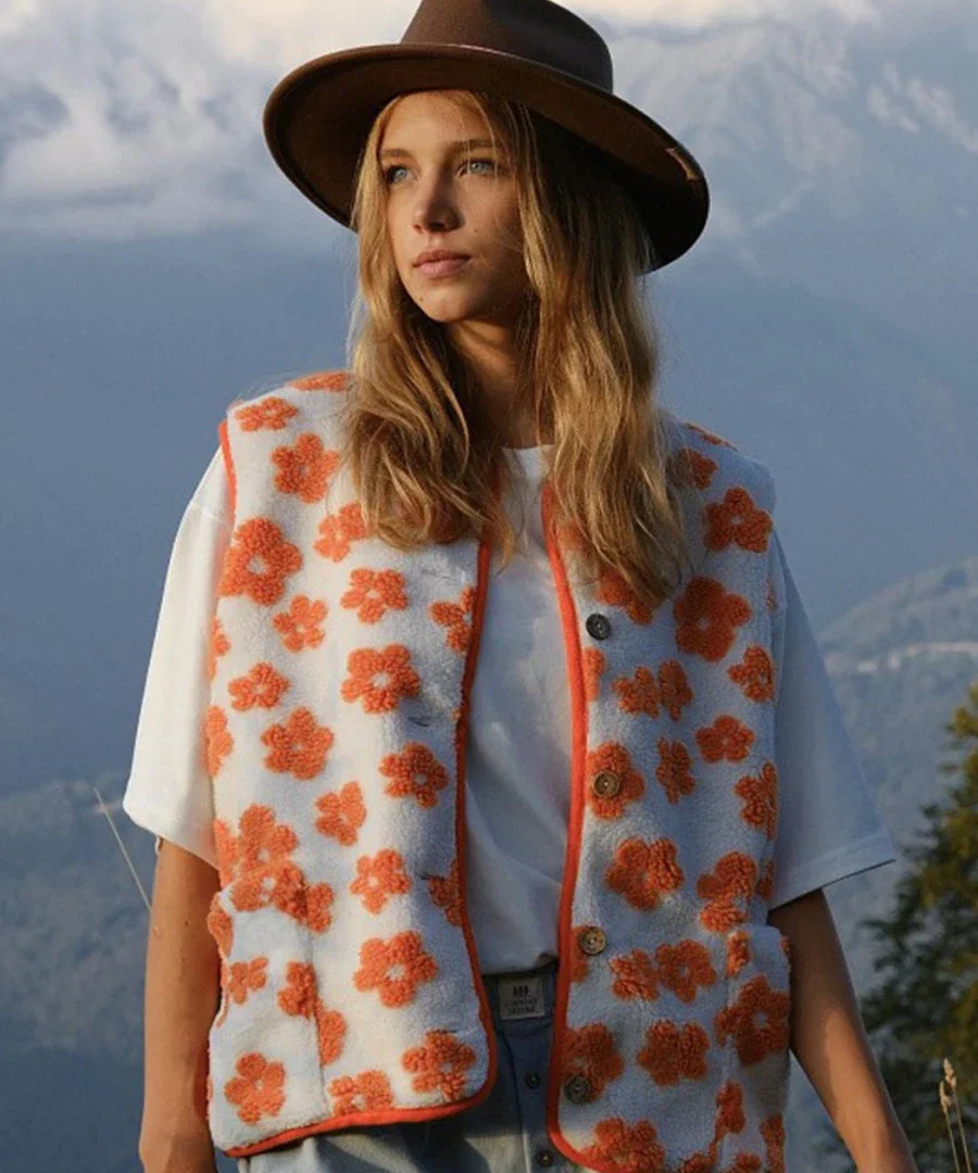 Women's Floral Fleece Vest
