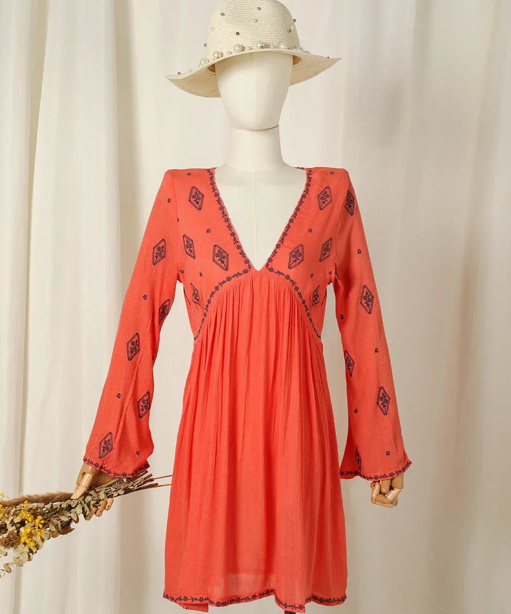 Embroidered Tunic with Diamonds