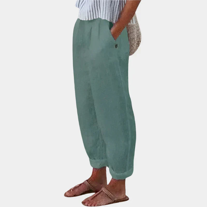 Anna Elegant Linen Pants with Pockets Ultra-Light Comfort
