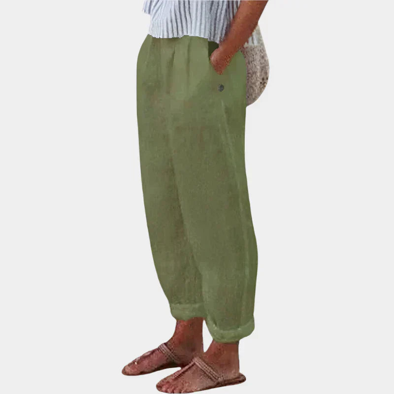 Anna Elegant Linen Pants with Pockets Ultra-Light Comfort