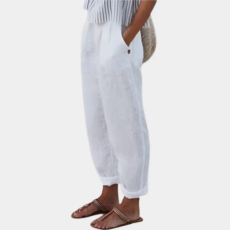 Anna Elegant Linen Pants with Pockets Ultra-Light Comfort