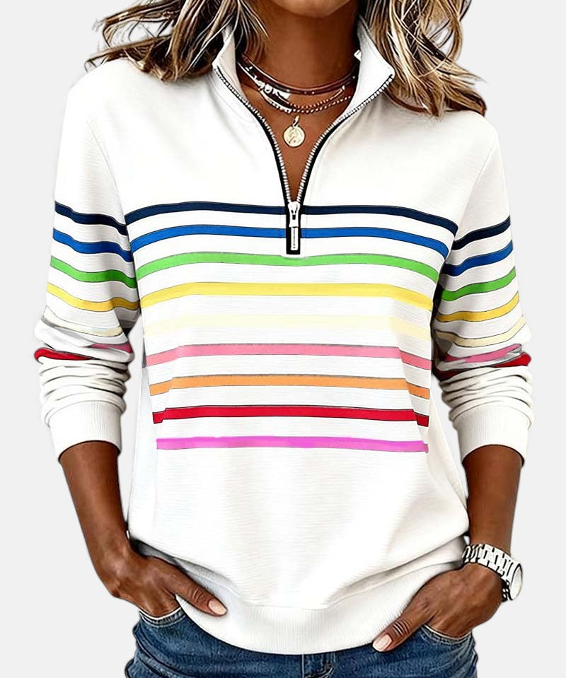 Vienna | Zip-Up Hoodie with Rainbow Stripes