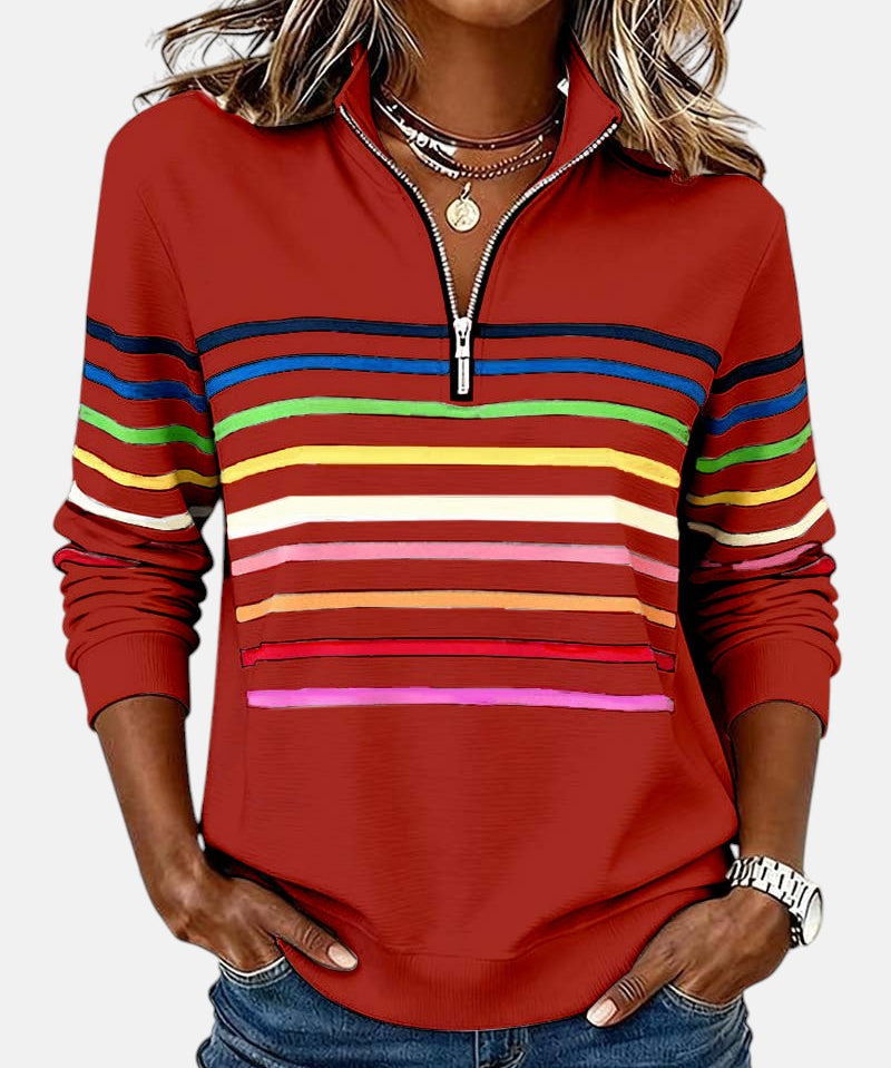 Vienna | Zip-Up Hoodie with Rainbow Stripes