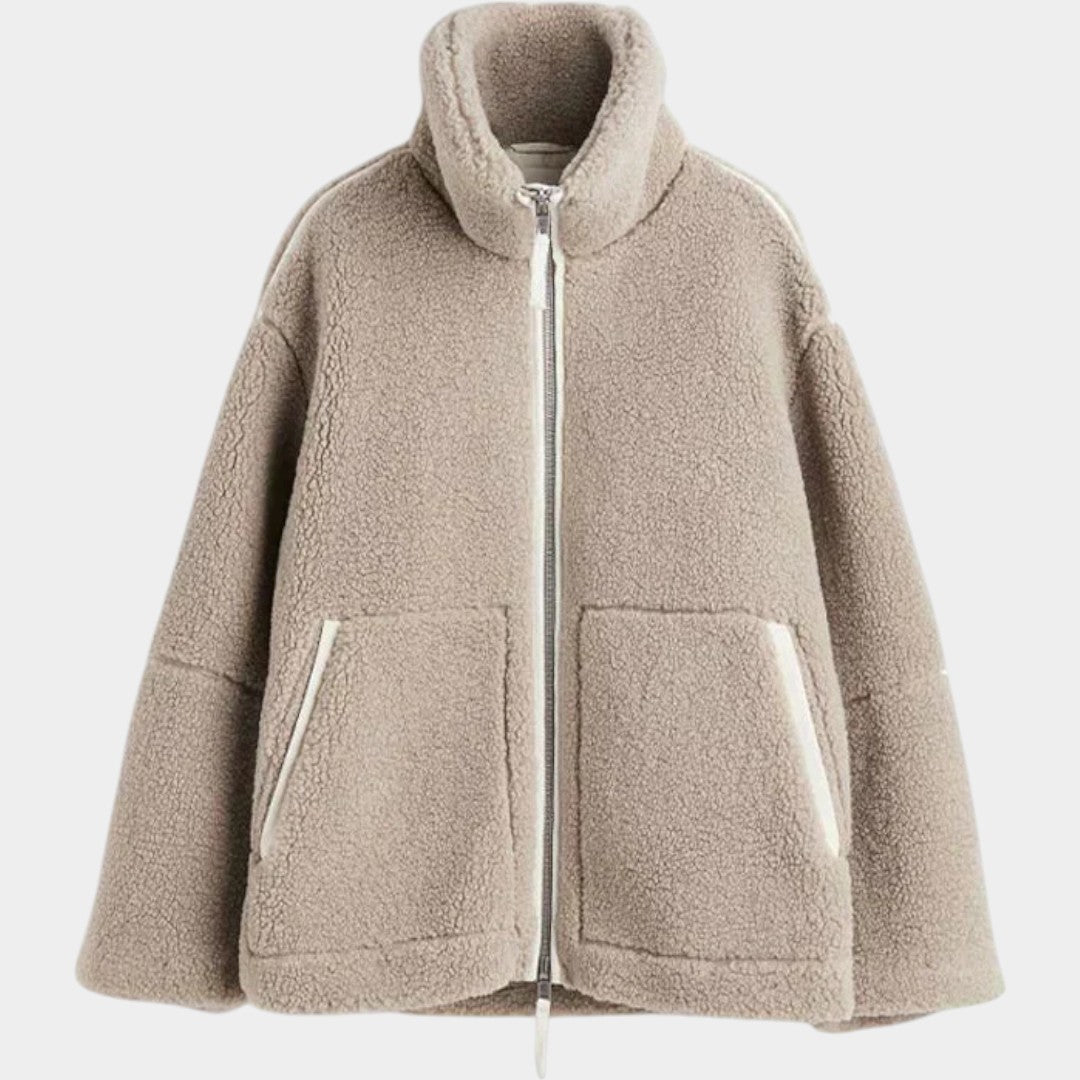 Petra – women's oversized teddy coat with a zipper