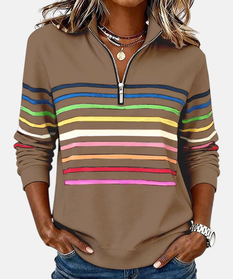Vienna | Zip-Up Hoodie with Rainbow Stripes